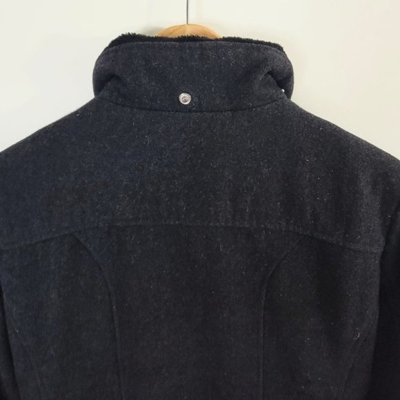 London Fog – Women Wool Faux Fur Trim Winter Jacket/Coat Charcoal Gray Medium - Picture 10 of 10